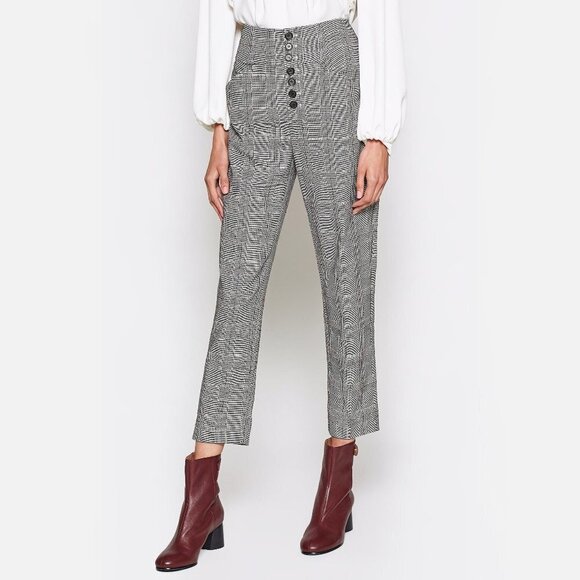 NWT Joie high waisted plaid houndstooth trouser pants, 6 - Picture 6 of 14